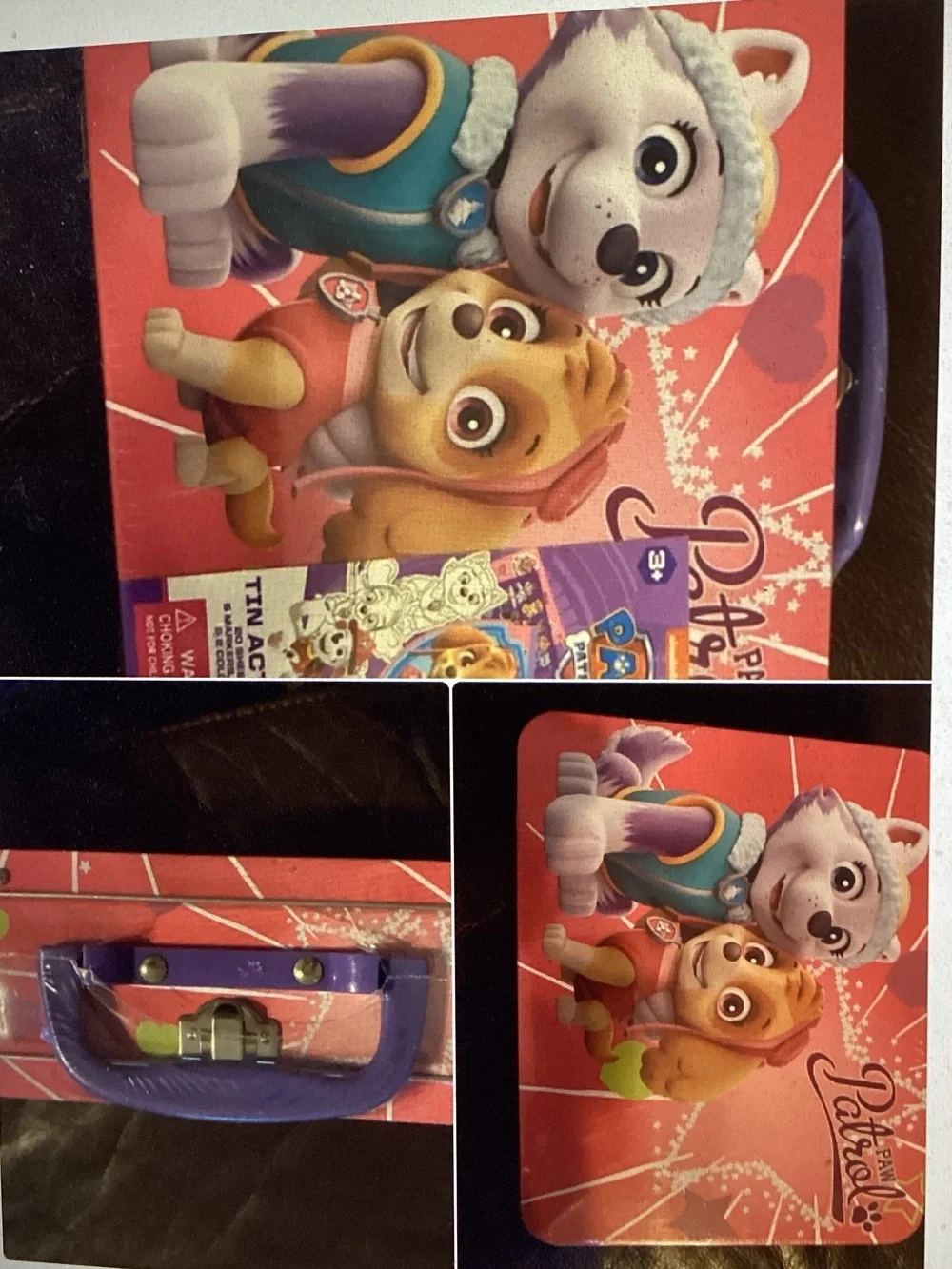 PAW Patrol Kids Pink Tin Carry Case - Skye & Everest